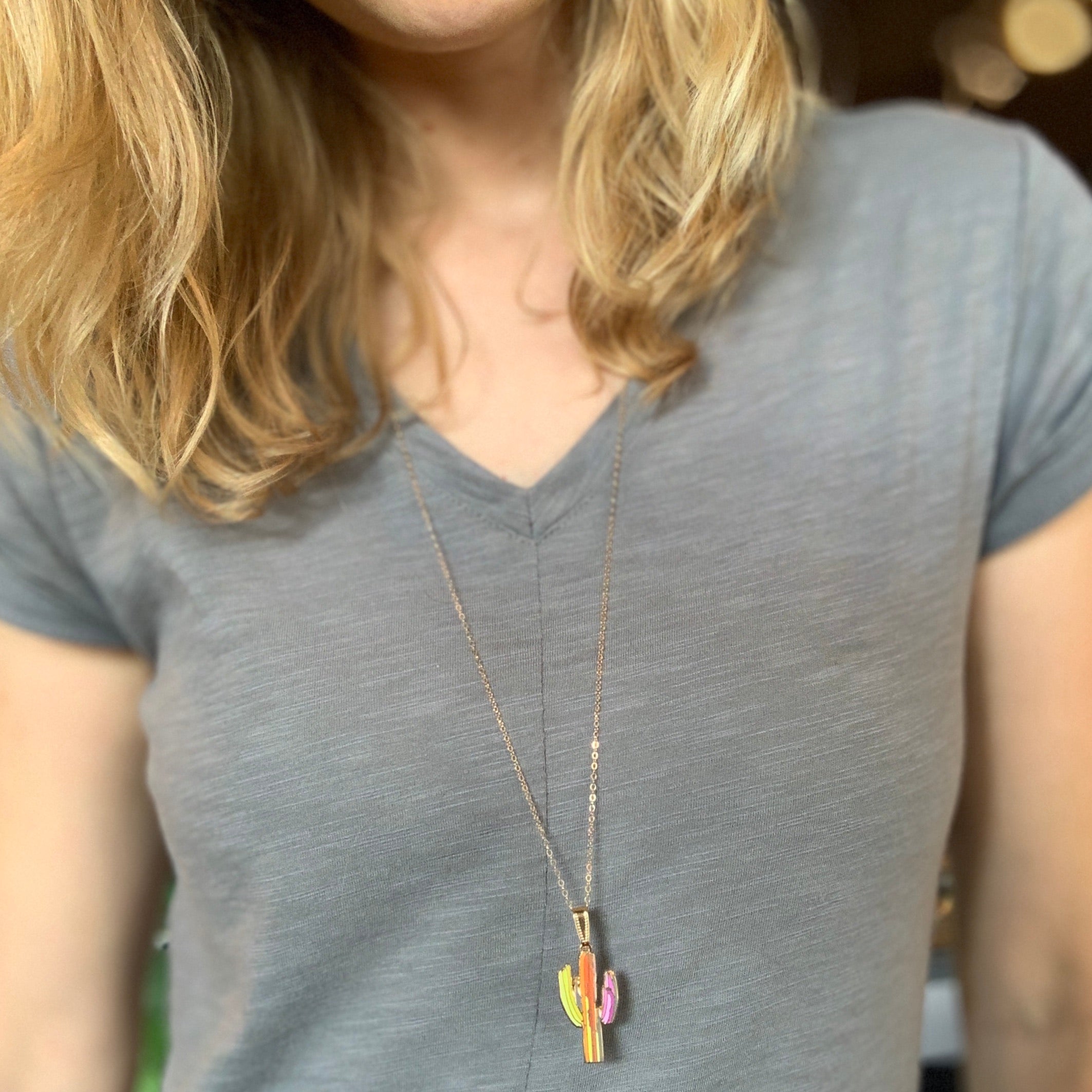 Sunset Saguaro Necklace - Long