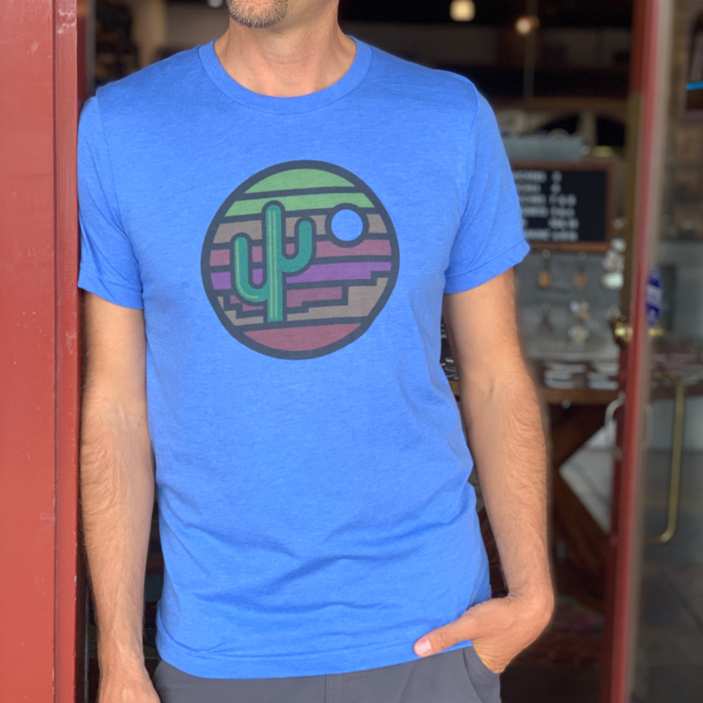 Stained Glass Sunset Tee - True Blue