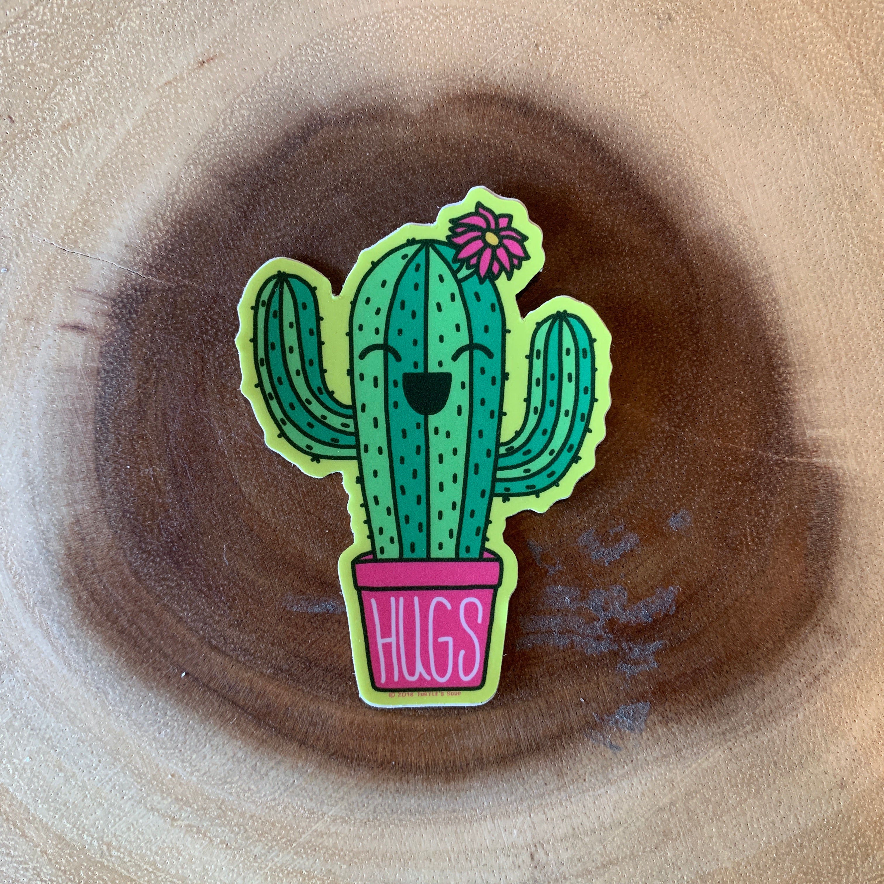 Hugs Potted Cactus Sticker