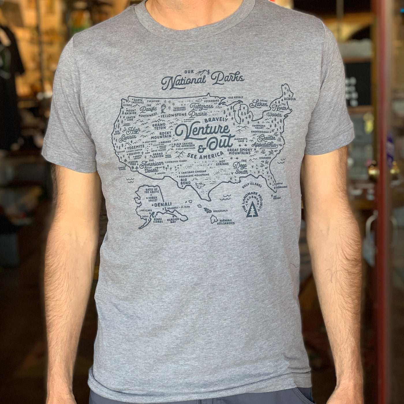 National Parks Map Tee - Smoke Grey