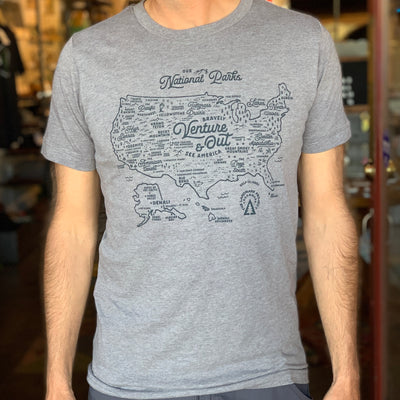 National Parks Map Tee - Smoke Grey