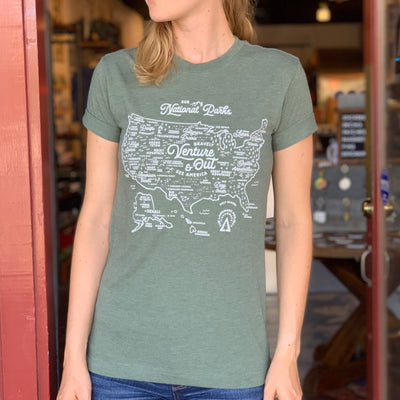 National Parks Map Tee - Conifer