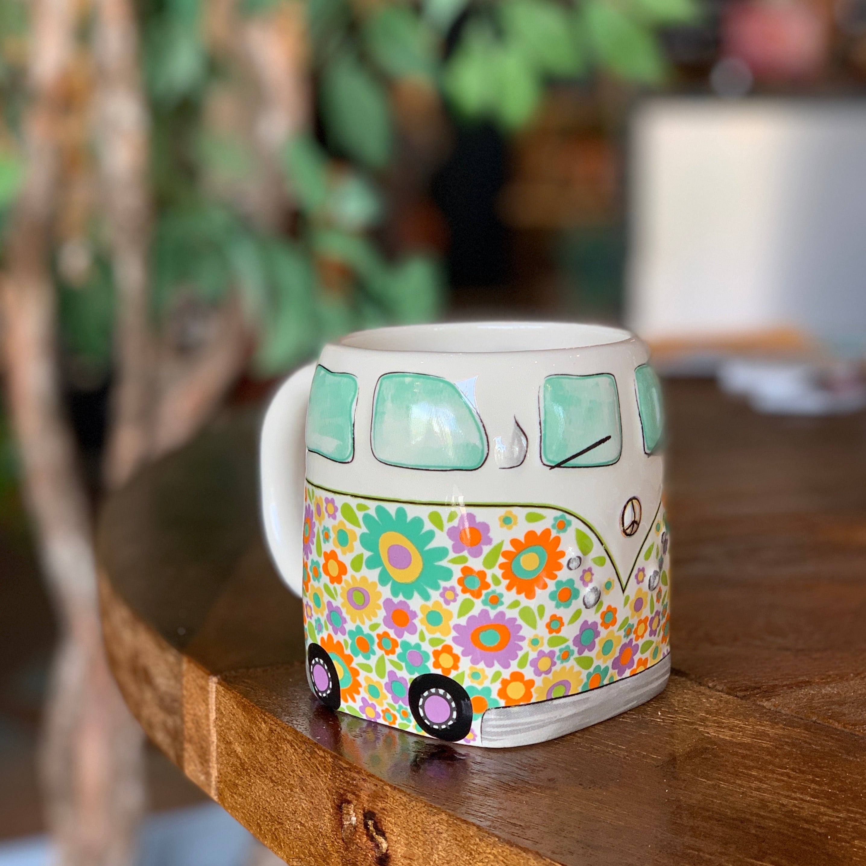 Folk Art Coffee Mug - Yellow Van